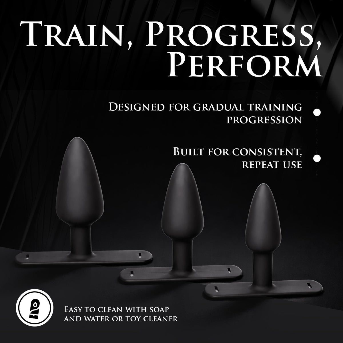 Bum-Tastic Trainer Set Silicone 3 Piece Anal Plug Set with Harness