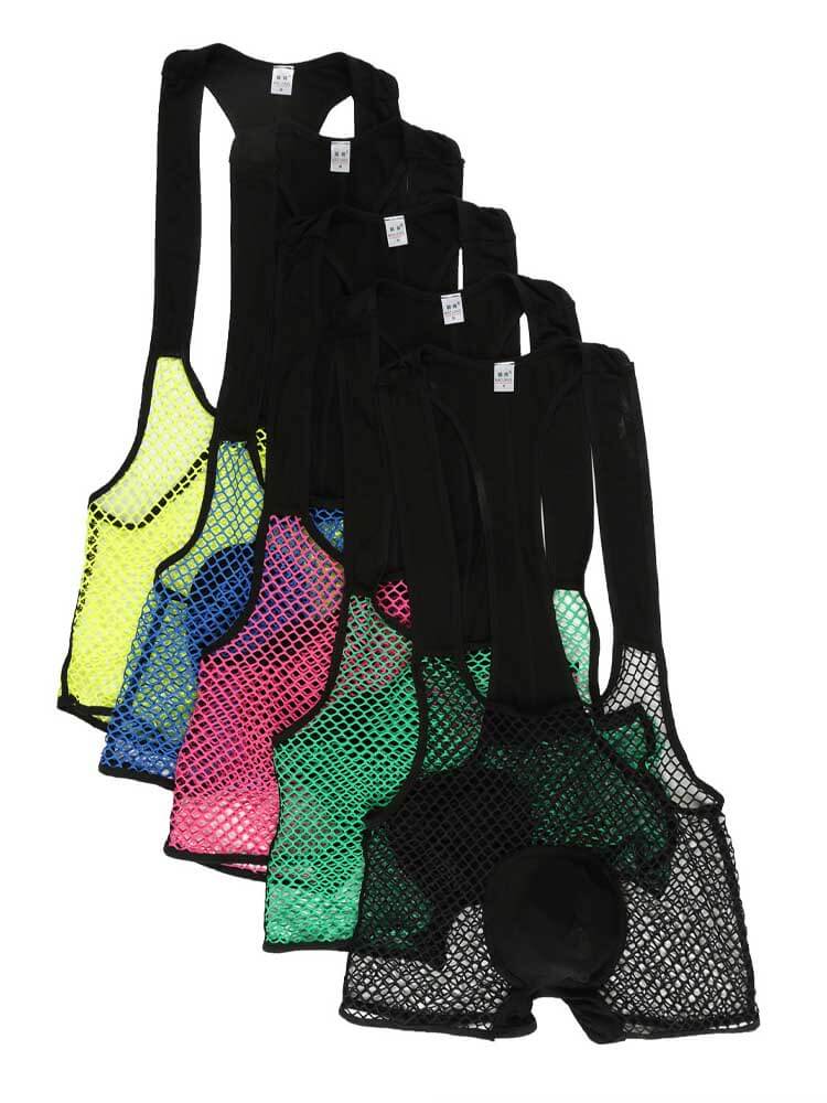 Men's Sexy See-Through U-Shaped Mesh Bodysuit