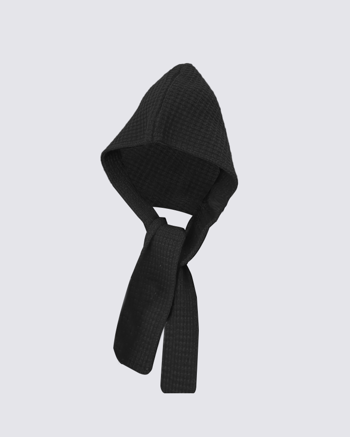 Black Knit Hooded Scarf