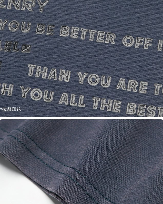 Mock Two-piece Retro Letter Printed Long Sleeve T-shirt
