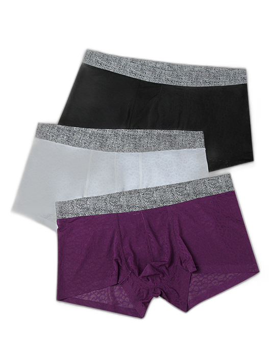 3 Pack Men's Lace Breathable Sweat-Wicking Trunks