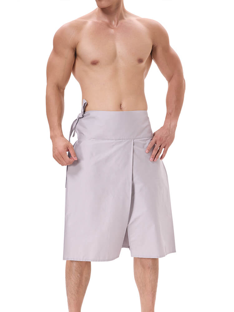 Men's Solid Color Wide-Leg Hanfu-Style Cotton Pants