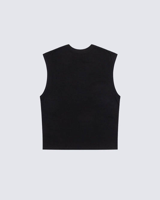 Vintage Washed Text Graphic Sleeveless Tee