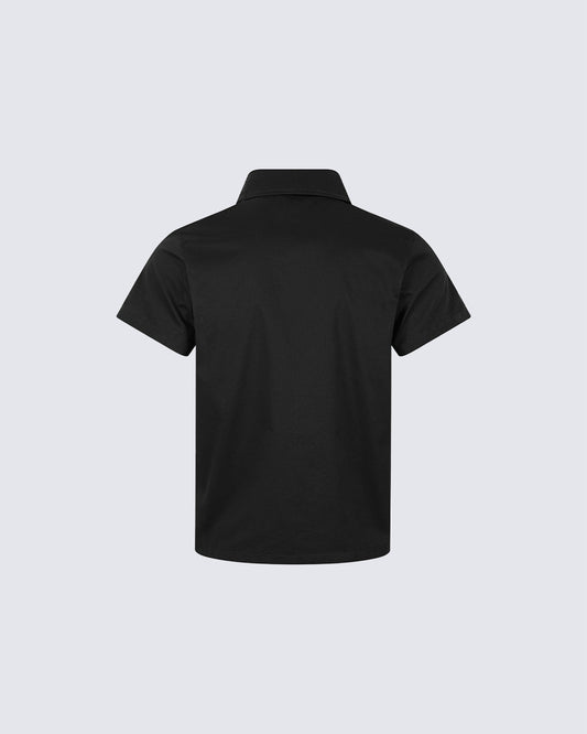 New Dark Gothic Rivet Zip Short Sleeve Shirt