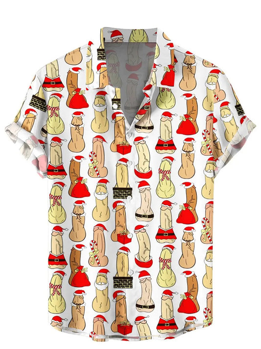 Men's Christmas Cocks Print Hawaiian Shirt