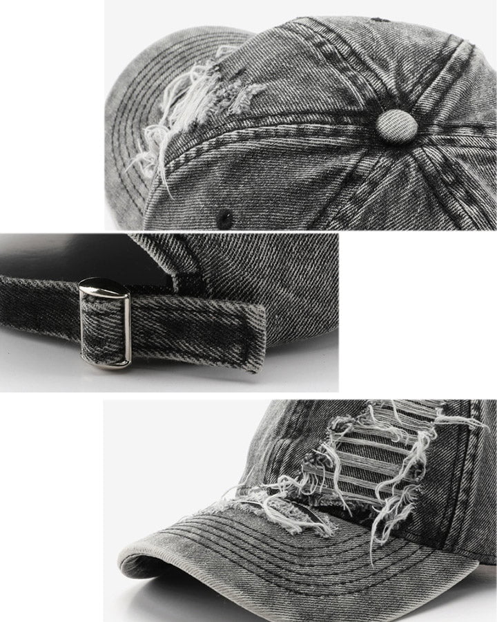Distressed Washed Peaked Cap