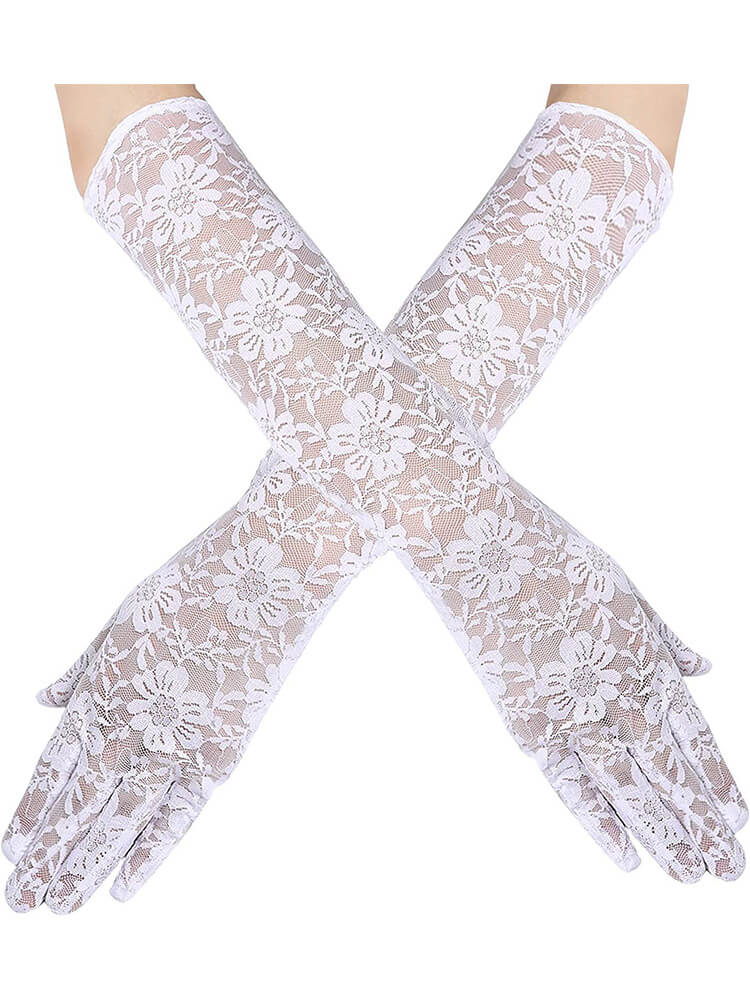Lace Floral Pattern Long Gloves