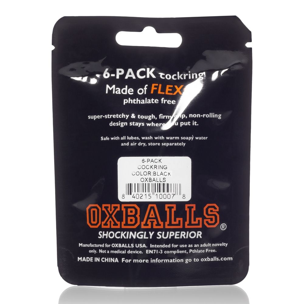 Oxballs 6 Pack Cock Ring Black