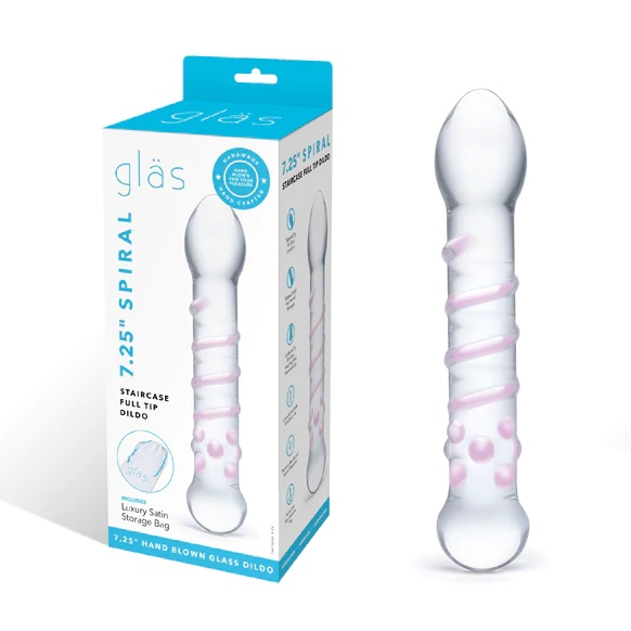 Glas 7.25inch Spiral Staircase Full Tip Dildo Clear