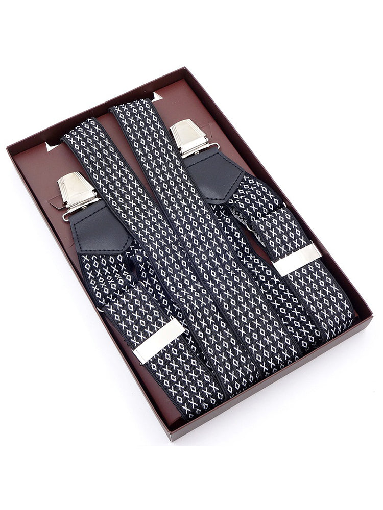 British style men's cheek suspenders with side clips