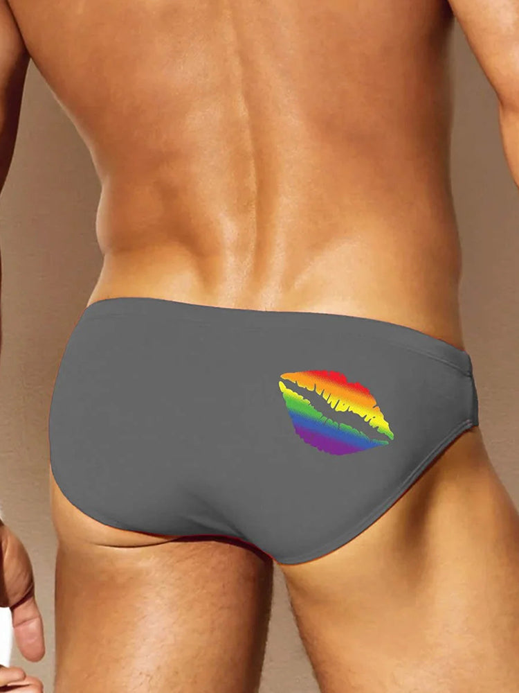 Men's Pride Rainbow Kiss Print Briefs