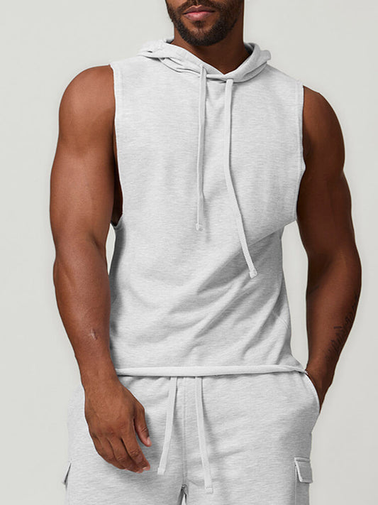 Men's Casual Hooded Solid Sleeveless Sweatshirt