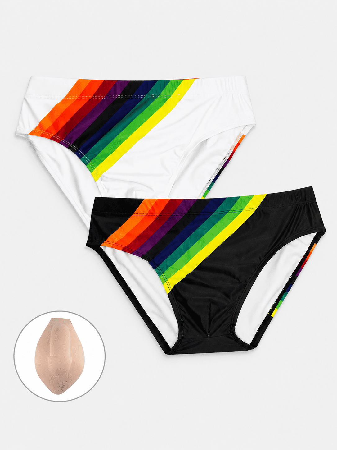 Men's Rainbow Print Low Waist Triangle Swim Briefs
