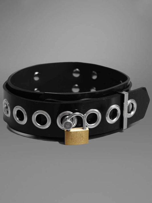 Classic Lockable Grommet Black Silicone Choker