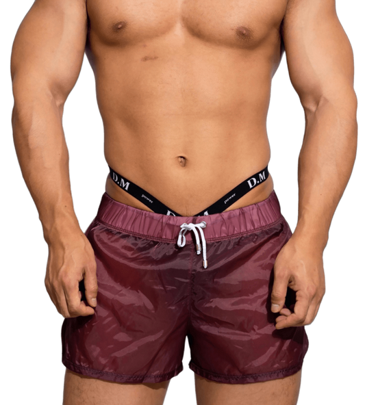 Dog & Master Low Waist Translucent Shorts Wine Red