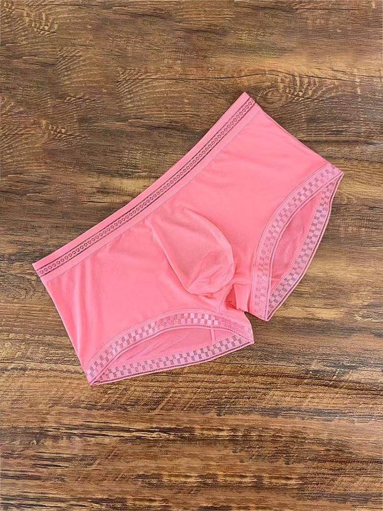 Men's Sexy Lace Thin Low-Rise Elastic Boxer Briefs