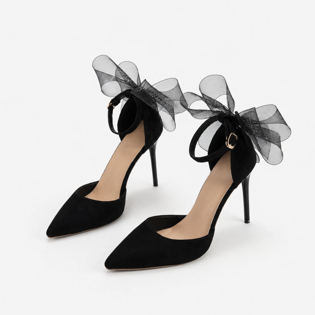 Midnight Coquette Bow Heels