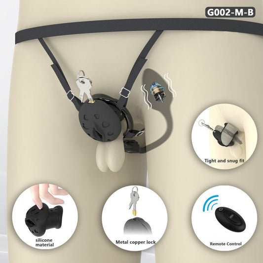 Recessed Silicone Chastity Cage for Men | Ergonomic Inward Design Wearable Device with Remote Vibration & Adjustable Fit System