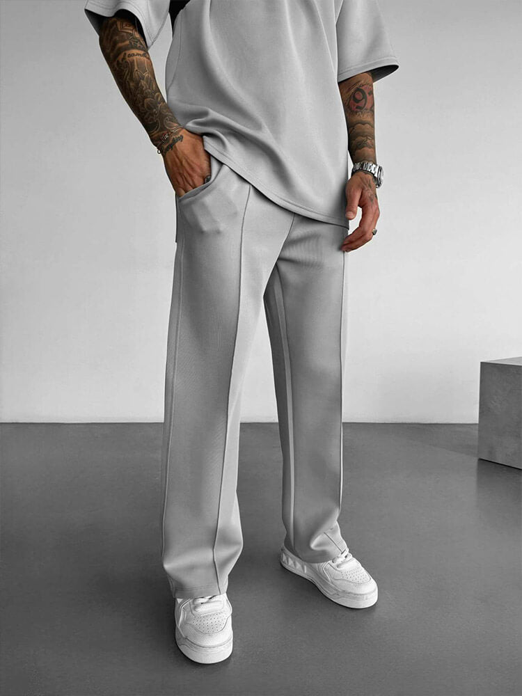 Men's Casual Solid Color Knitted Straight Pants