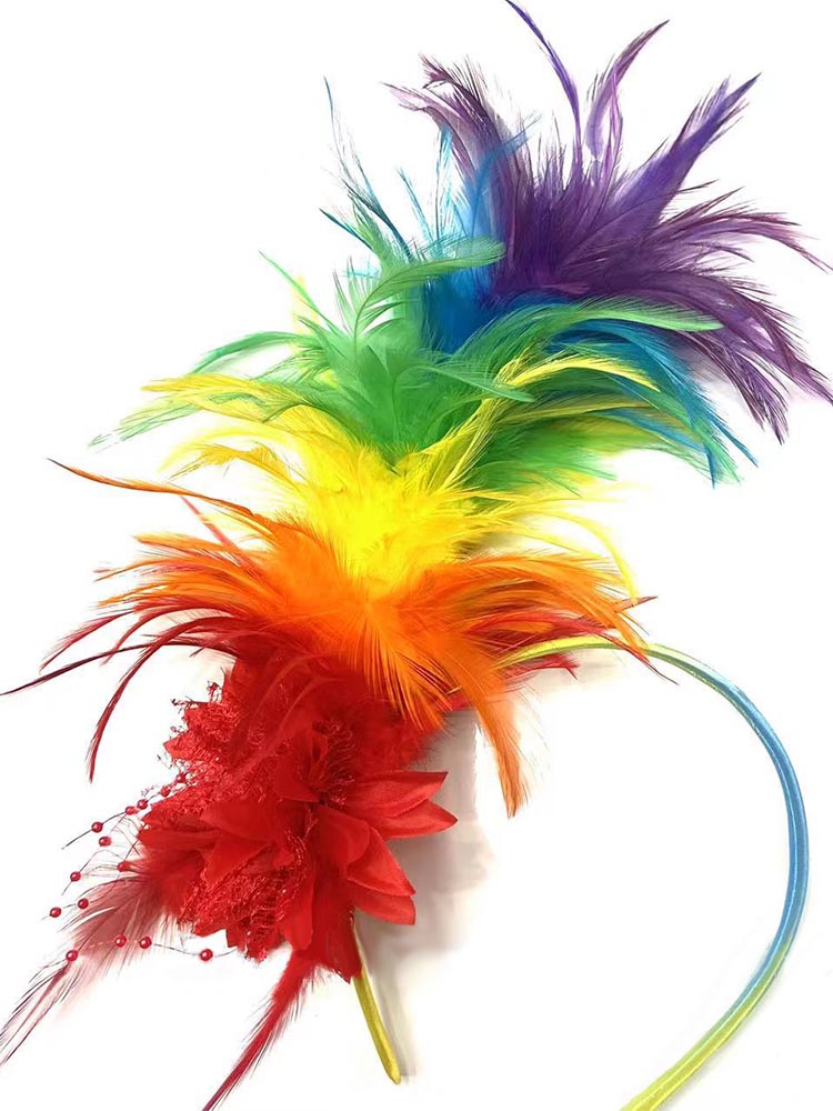 Rainbow Feather Stage Party Headband