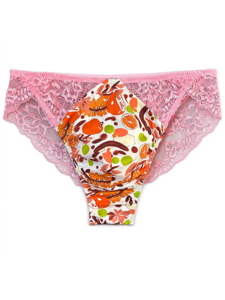 Men’s Sexy Lace Ruffles Mulberry Silk Briefs