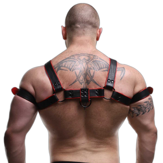 ruff GEAR Double Tone Leather Bulldog Harness Red Black