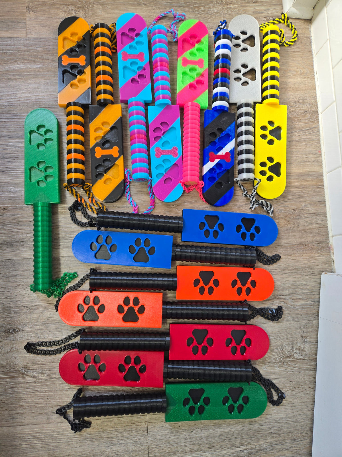 🐾 Puppy Pride Striped Paw Print BDSM Paddle – Flexible Impact Toy