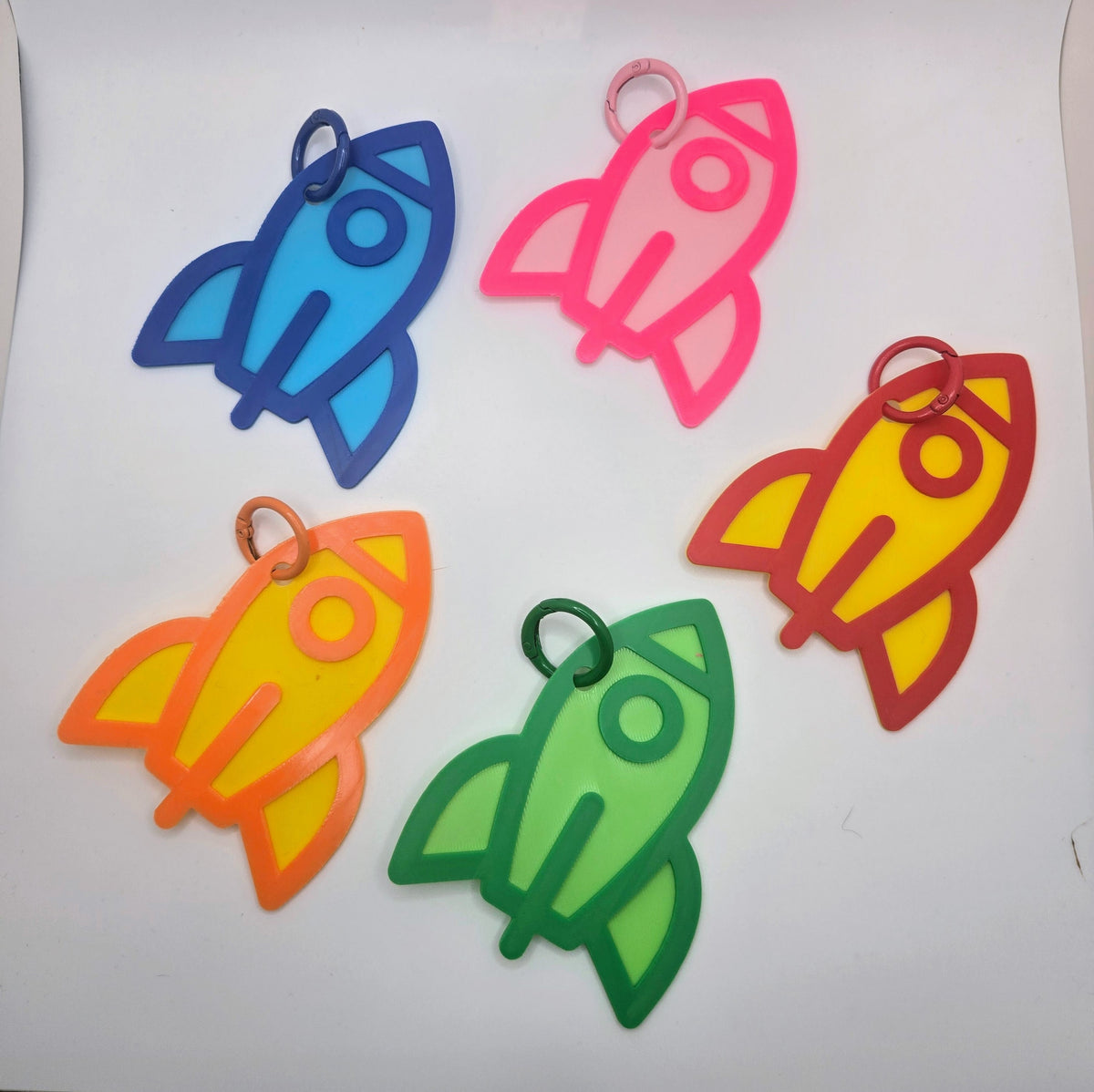 Rocketship, Ducky, Keychain / Bag Tag – Colorful Identity Bag Charm