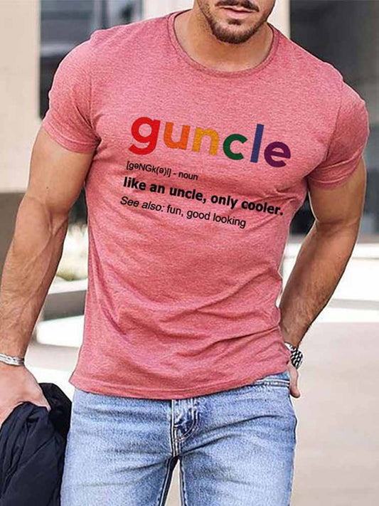 Men's Rainbow Guncle Pride Crew Neck T-Shirt