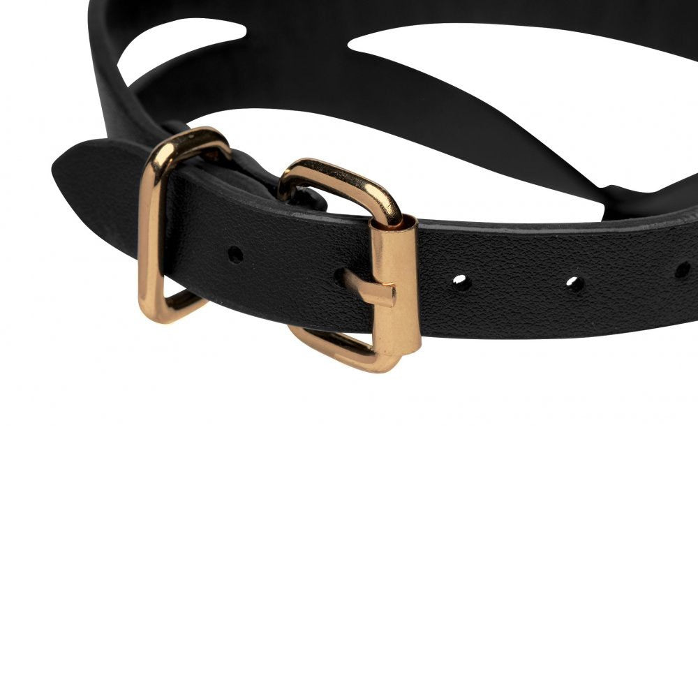Bondage Baddie Black and Gold Collar with O-Ring