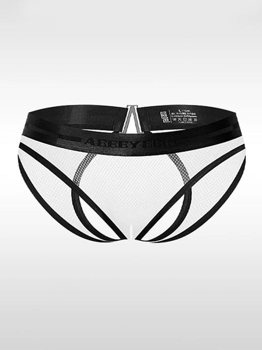 Men's Sexy Sheer Mesh Tank Top and Cutout Briefs