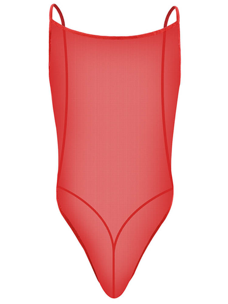 Men's Sexy Mesh Transparent Backless Bodysuit