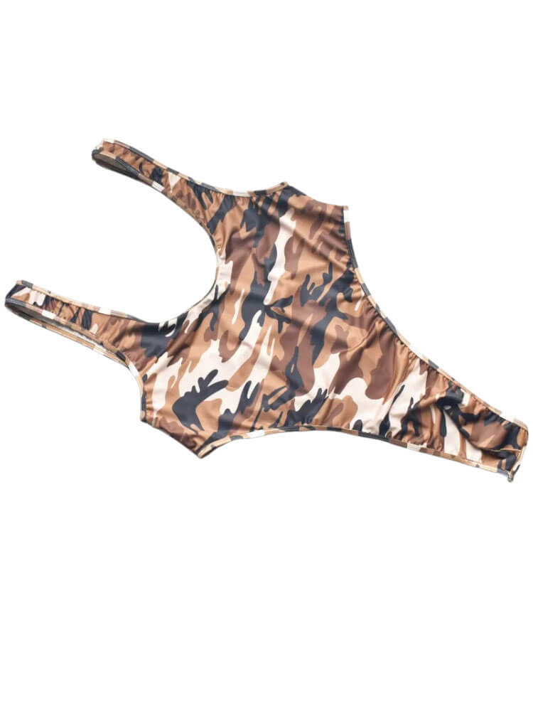 Men's Tank Top Camo Stretch Thong Bodysuit