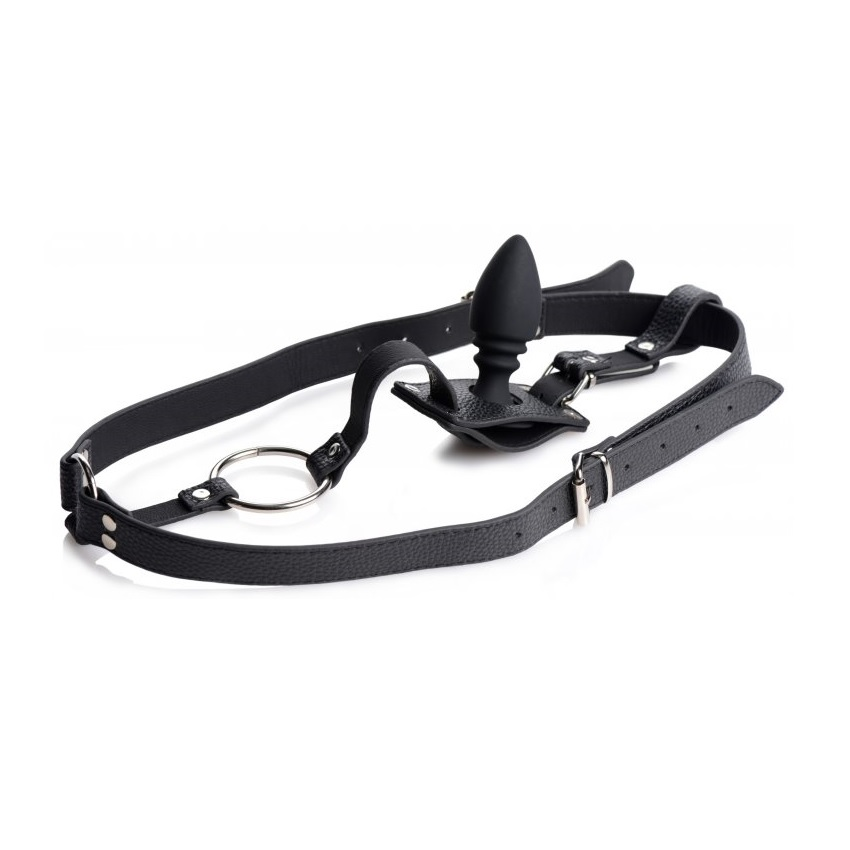 Strict Male Cock Ring Harness With Silicone Anal Plug