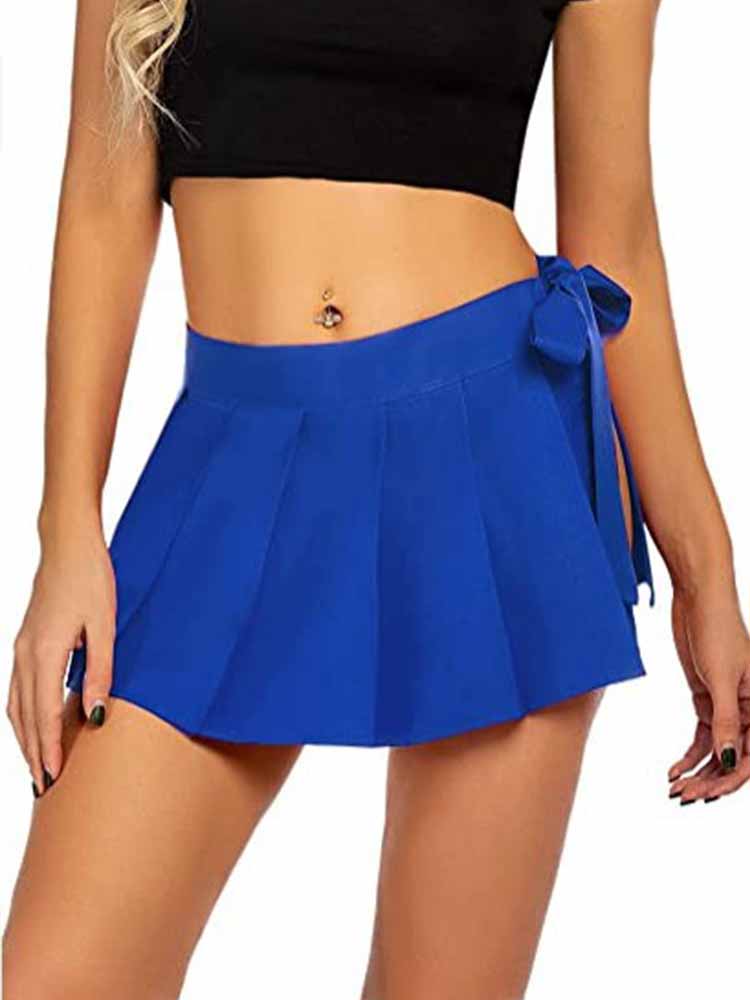 Solid Color Role-playing Pleated Mini Skirt