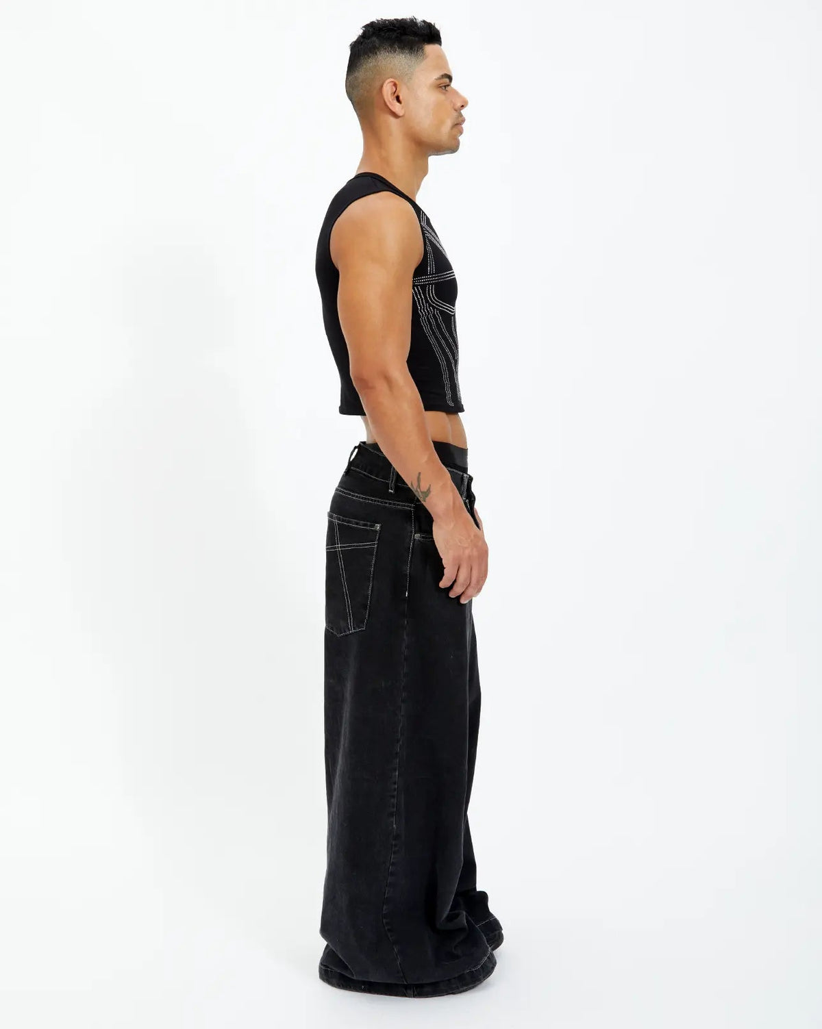Armour Rhinestone Mid Crop Tank Top