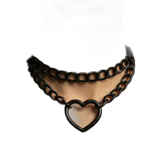 Heart Chain Leather Choker