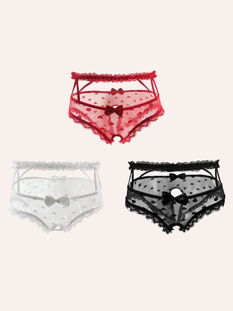 Men's Sexy Soft Lace Trim Hollow Sheer Briefs