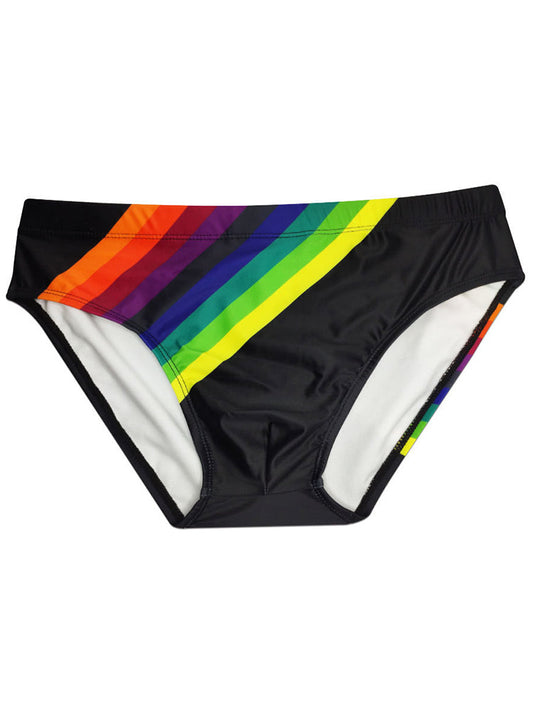 Men's Rainbow Print Low Waist Triangle Swim Briefs