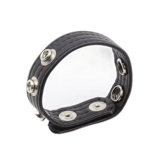 ruff GEAR Leather Snap Pro Cock Ring Black