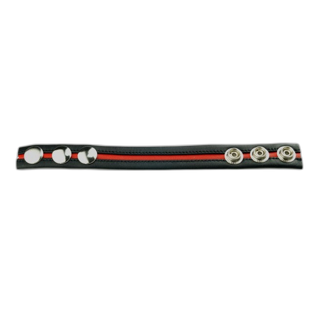 Prowler RED Leather Cock Strap Black with Red Stripe