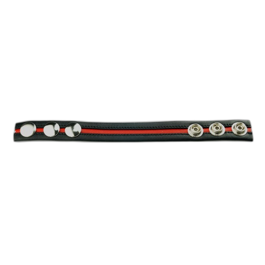 Prowler RED Leather Cock Strap Black with Red Stripe