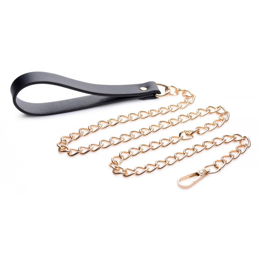 Leashed Lover Black and Gold Chain Leash