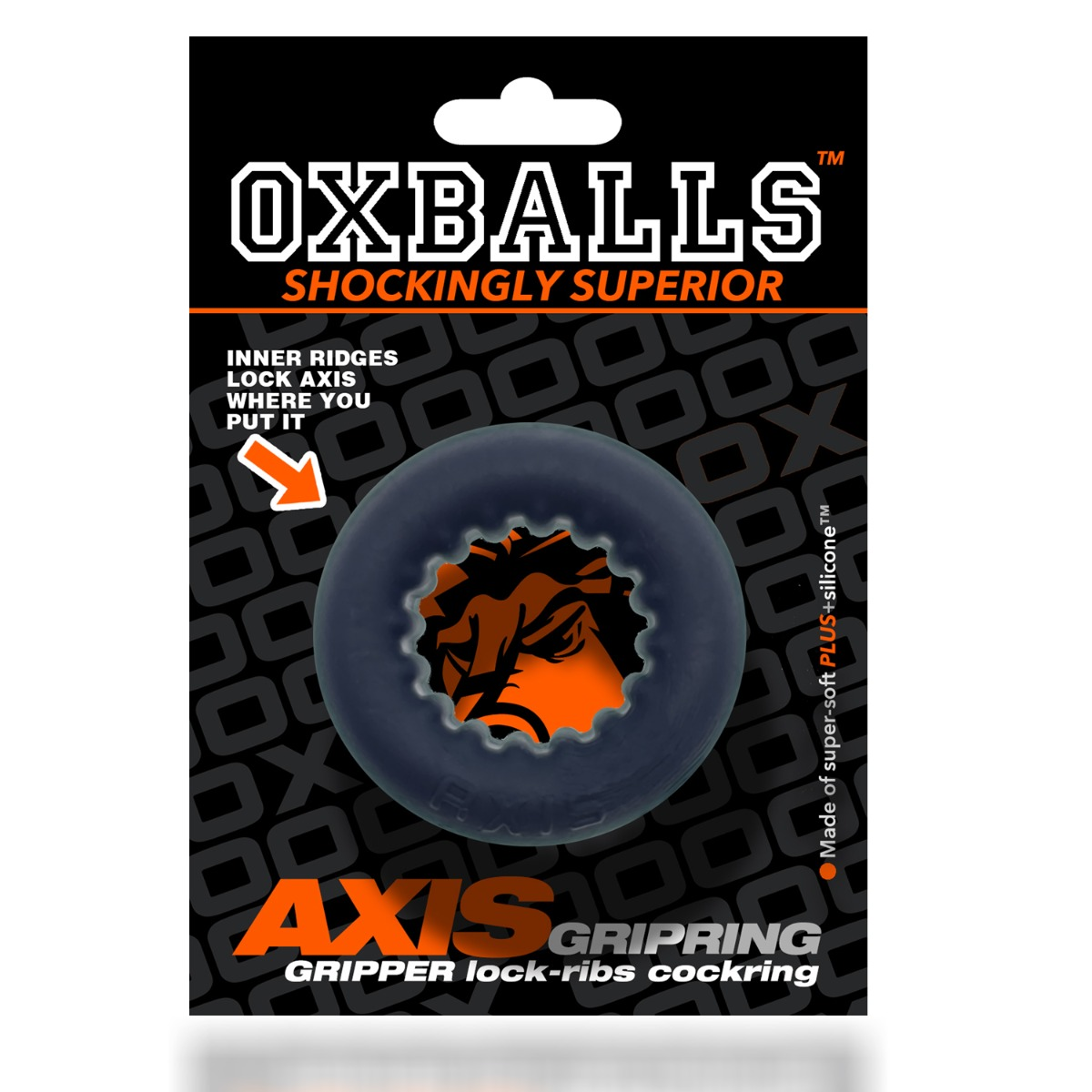 Oxballs Axis Rib Griphold Cockring in Black Ice
