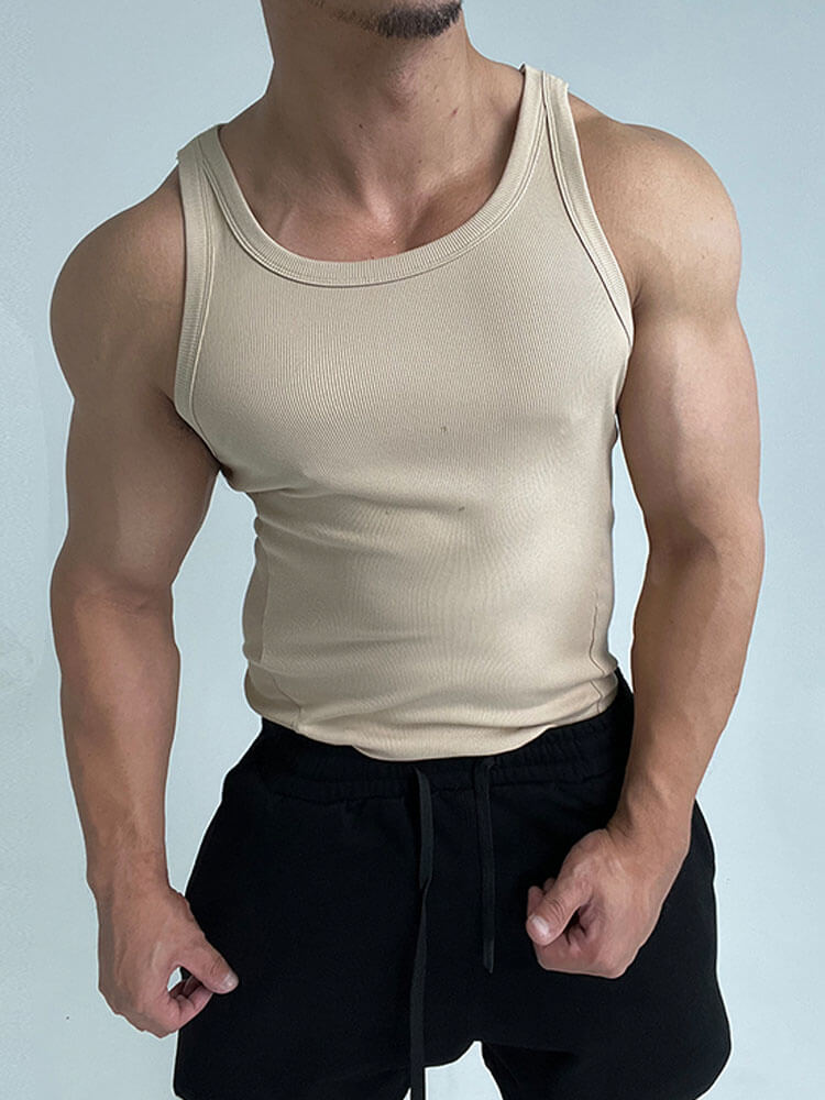 Men's Stretch Soft Slim Fit Fitness Ribbed Vest