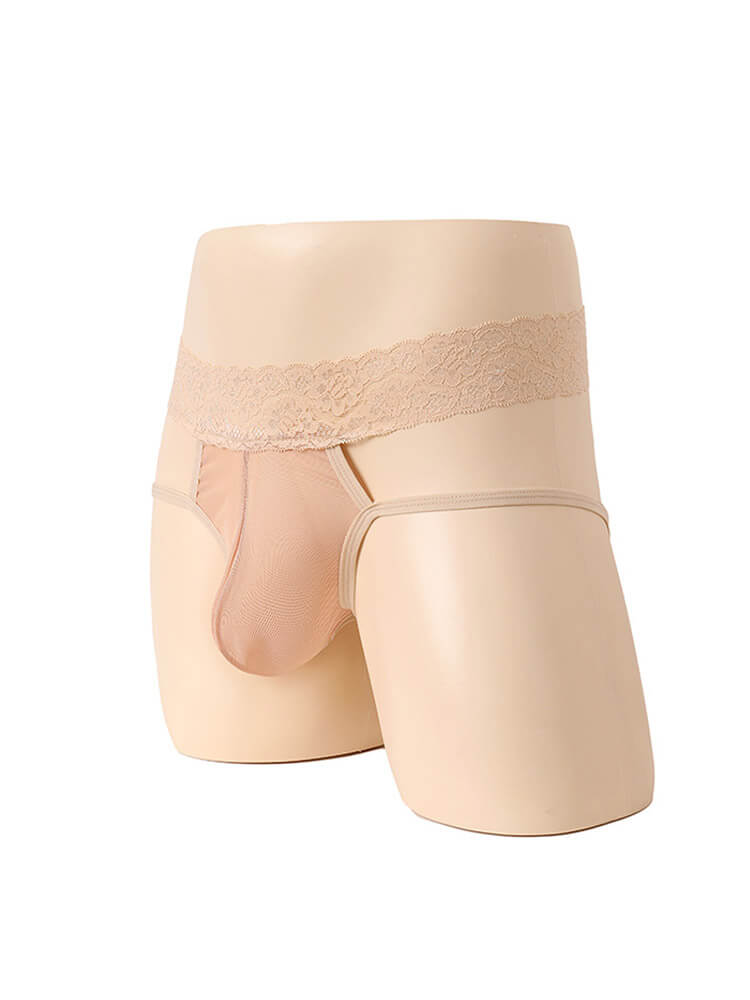Men's Sexy High Waist Lace See-Through Jockstrap