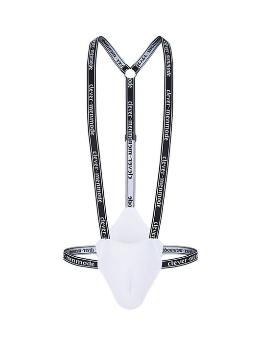 Men's Sexy Letter-Print Strappy Briefs Bodysuit