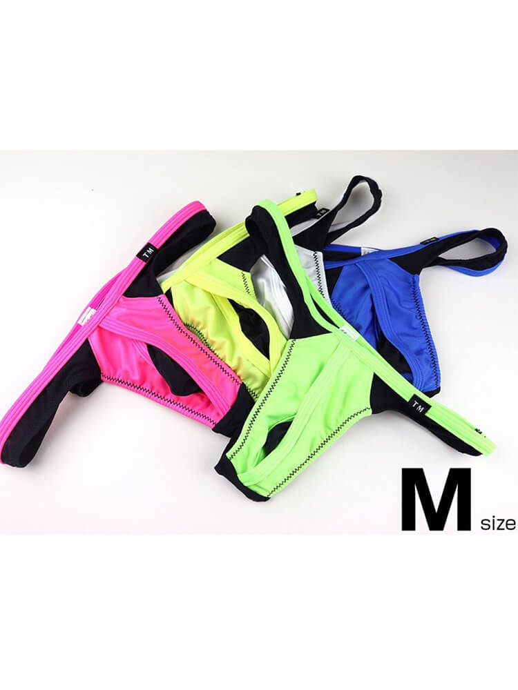 Men's Sexy Mesh Colorblock Thong
