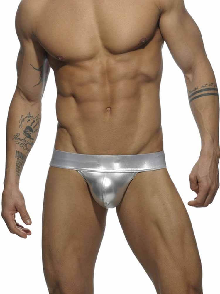 Men's Faux Leather Wide Waist Jockstraps