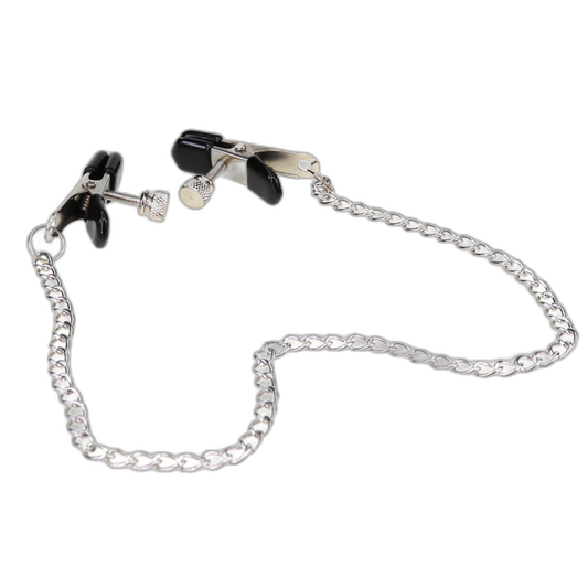 ruff GEAR Metal Wide Grip Nipple Clips with Chain Black